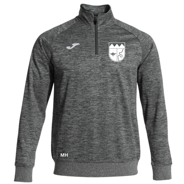 Zip Shirt lang grau meliert mit Initialen